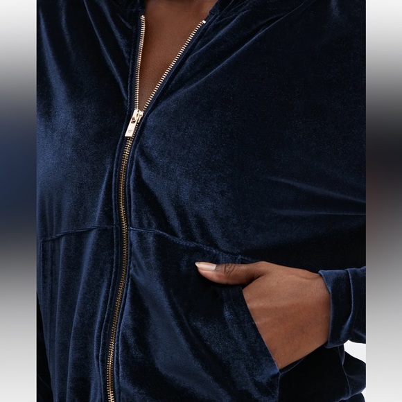 NWT Fabletics Donna Velour Hoodie - Deep Navy - Picture 2 of 7